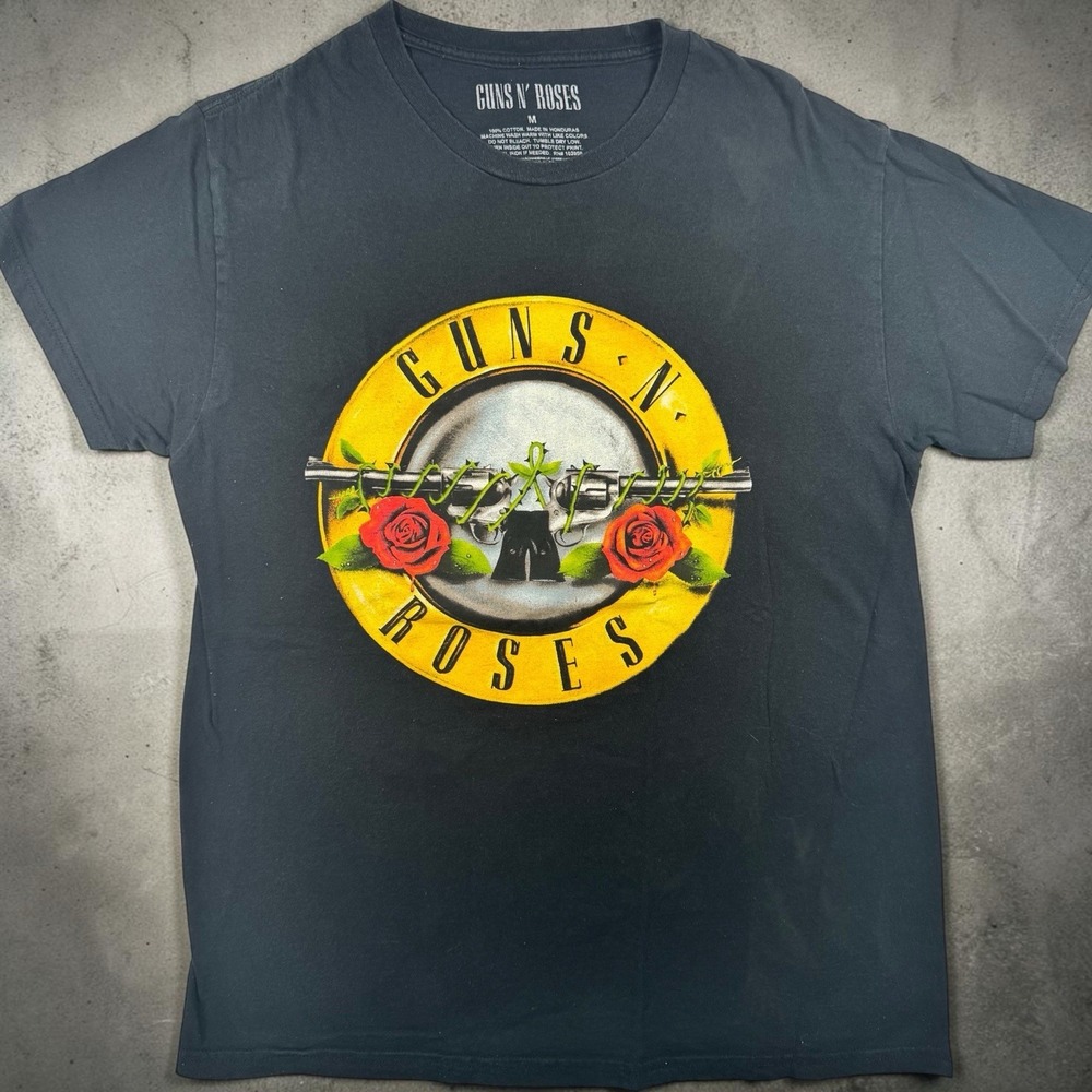 Guns N Roses Bullet Logo T-Shirt Mens M Black Band Tee Official Rock Roses